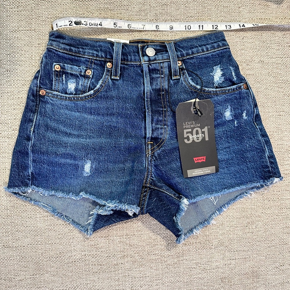 Levi’s 501 Jean Shorts Premium Denim High Rise Size 24